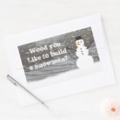 「木素朴は雪だるまを作るのが好き?」ステッカー 長方形シール (封筒)