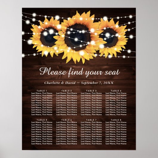 木素朴ひまわり結婚の座席表8 ポスター (正面)