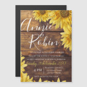 木素朴ひまわり結婚の薄い磁気カード マグネット招待状 (正面/裏面)