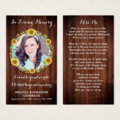 木素朴ひまわり記念写真祈りの言葉カード (正面&裏面)