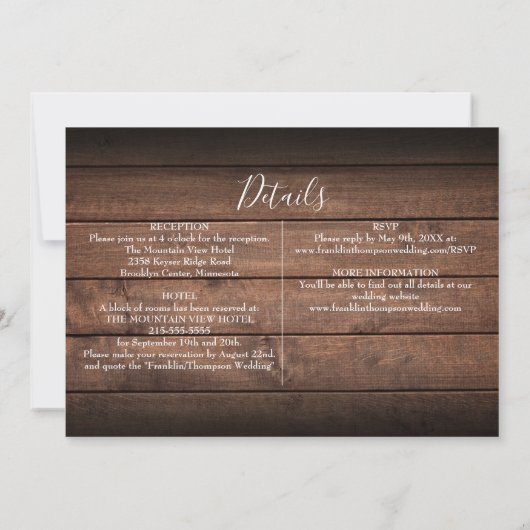 木素朴ぼほ葉の写真すべて結婚の 招待状 (裏面)