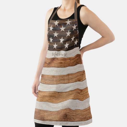 木素朴トーンの黄褐色の星とストライプ エプロン (インサイチュ)