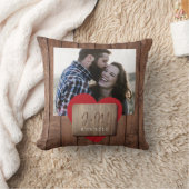 木素朴ハートカップル写真モノグラムイニシャル クッション (ブランケット)