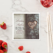 木素朴ハート付き国結婚式ナプキン スタンダードカクテルナプキン (インサイチュ)