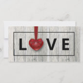 木素朴バレンタインデーLOVEハートフォトカード (裏面)