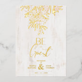 木素朴ファンシーの背景の植物枝 箔招待状 (正面)