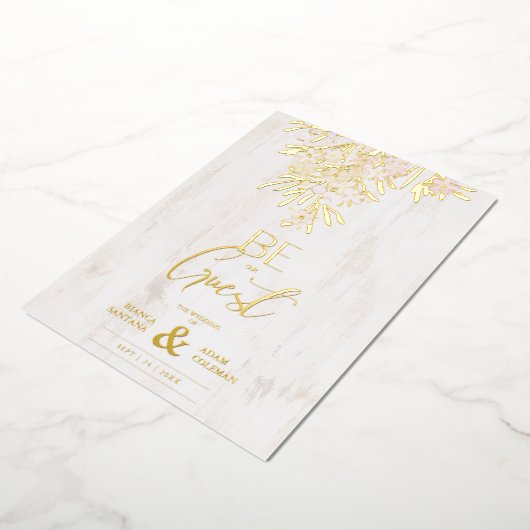 木素朴ファンシーの背景の植物枝 箔招待状 (回転した状態)