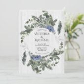 木素朴フローラと松の冬の結婚式 招待状 (スタンド正面)