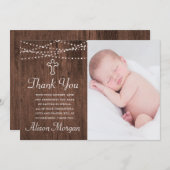 木素朴フローラ洗礼サンキューカード 招待状 (正面/裏面)