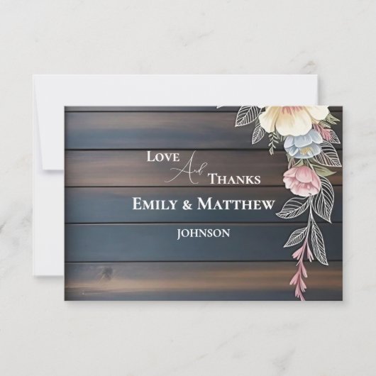 木素朴フローラ結婚サンキューカード (正面)