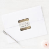 木素朴ヴィンテージ国の結婚式名/日付 スクエアシール (封筒)