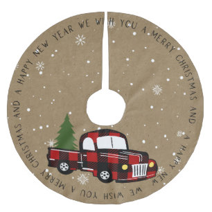 木素朴付きカントリーバッファロー格子状トラック ブラッシュドポリエステルツリースカート