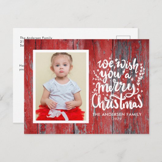 木素朴写真メリークリスマスカード ポストカード (正面/裏面)