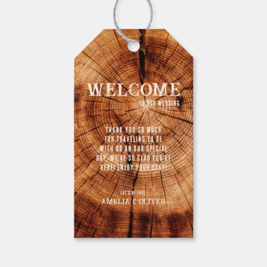 木素朴切りモノグラム結婚の歓迎 ギフトタグ (正面)
