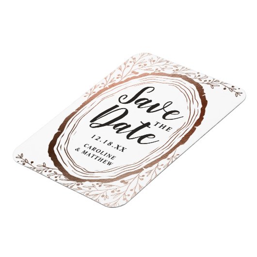 木素朴切り銅箔の秋の日付を保存 マグネット (左側)