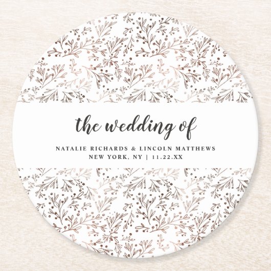 木素朴切銅箔秋秋モノグラム ラウンドペーパーコースター (正面)