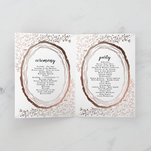 木素朴切銅箔結婚の儀式 プログラム (内部)