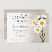 木素朴国デイジー花ブライダルシャワー 招待状 (正面/裏面)