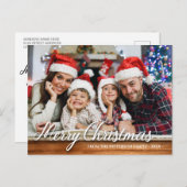 木素朴家フォトメリークリスマスモダン ポストカード (正面/裏面)