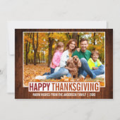 木素朴幸せ感謝祭の家族の写真 シーズンカード (正面)