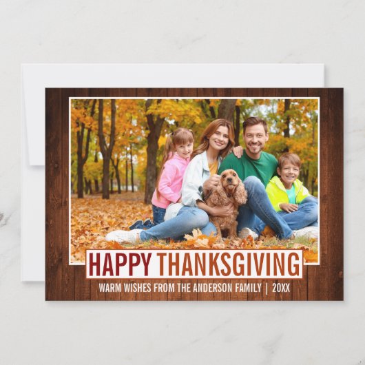 木素朴幸せ感謝祭の家族の写真 シーズンカード (正面)