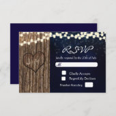 木素朴彫りハートナイトウェディングRSVPカード 出欠カード (正面/裏面)