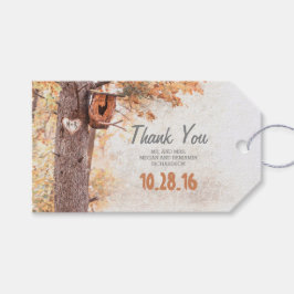 木素朴彫りハート秋の結婚式 ギフトタグ
