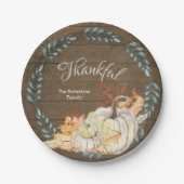 木素朴感謝家族の水の色カボチャ ペーパープレート (正面)