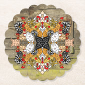 木素朴手描きガおもしろいン鶏アート ペーパーコースター (正面)