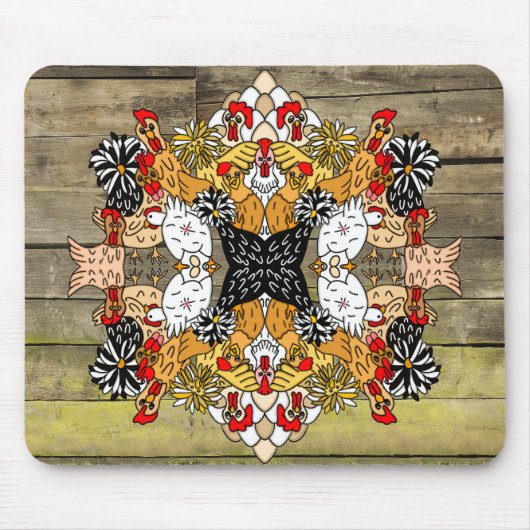 木素朴手描きガおもしろいン鶏アート マウスパッド (正面)