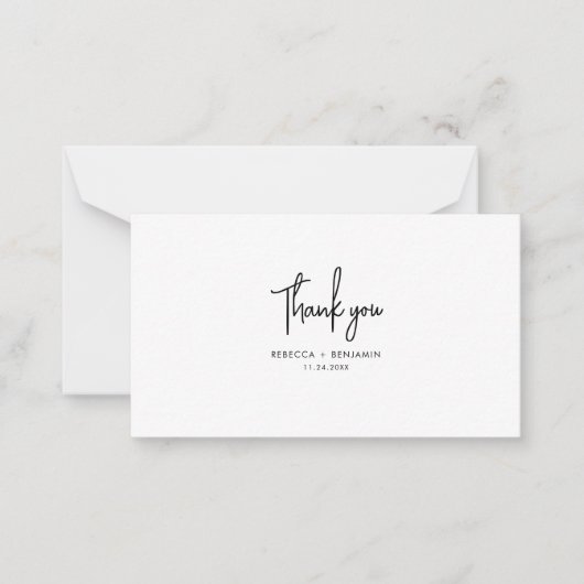 木素朴手文字の結婚ありがとう ノートカード (正面)