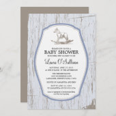 木素朴揺り馬赤ちゃんシャワー 招待状 (正面/裏面)