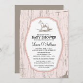 木素朴揺り馬赤ちゃんシャワー 招待状 (正面/裏面)