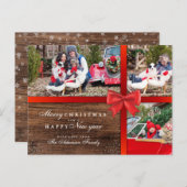 木素朴材とクリスマスのラッピング | 3枚の写真コラージュ ポストカード (正面/裏面)