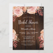 木素朴材とストリングライトのフローラブライダルシャワー 招待状 (正面)