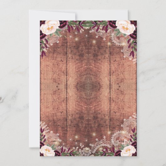 木素朴材とストリングライトのフローラ結婚の 招待状 (裏面)