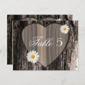 木素朴材とデイジー結婚のテーブル番号 ポストカード (正面/裏面)