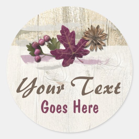 木素朴材とナチュラルメープルリーフの自然要素 ラウンドシール (正面)