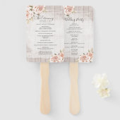 木素朴材とバラの結婚式 プログラムとパーティー一覧 ハンドファン (正面&裏面)