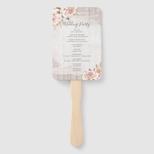 木素朴材とバラの結婚式 プログラムとパーティー一覧 ハンドファン (裏面)