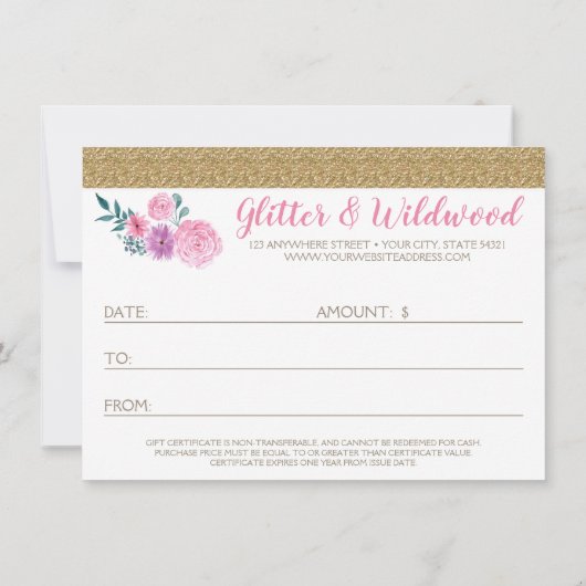 木素朴材とフローラ〔雄ジカの〕枝角ギフト証明書カード 招待状 (裏面)