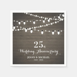 木素朴材と弦のラ結婚イトの記念日 スタンダードカクテルナプキン