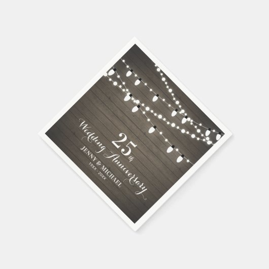 木素朴材と弦のラ結婚イトの記念日 スタンダードカクテルナプキン (角)