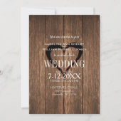 木素朴材と彫刻ハート結婚式招待状 招待状 (正面)