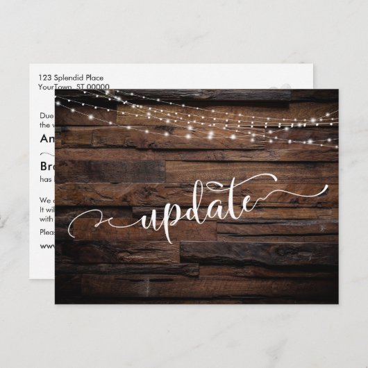 木素朴材と照明の更新結婚を延期 ポストカード (正面/裏面)