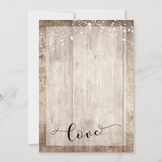木素朴材と照明、たった今結婚しました、披露宴のみ 招待状 (裏面)