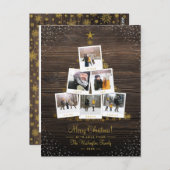 木素朴材と金ゴールド | クリスマスツリー写真コラージュ ポストカード (正面/裏面)