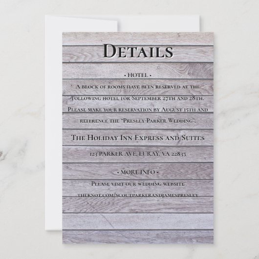 木素朴材の背景(花とスポットライト) 招待状 (裏面)