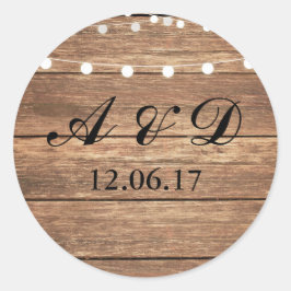 木素朴材イニシャルストリングライトステッカーラベル ラウンドシール