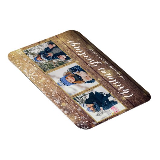 木素朴材クリスマスグリーティング3フォトホリデー マグネット (右側)